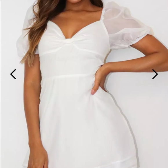 a white organza a-line mini dress - Picture 2 of 3